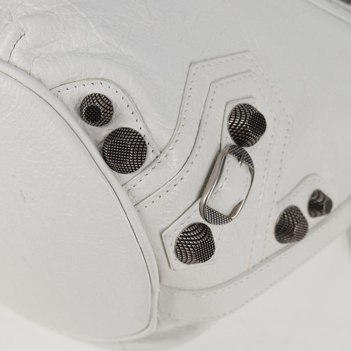 BALENCIAGA Le Cagole XS Hand Bag Leather 2way White Silver 702432 Auth ar13609AM