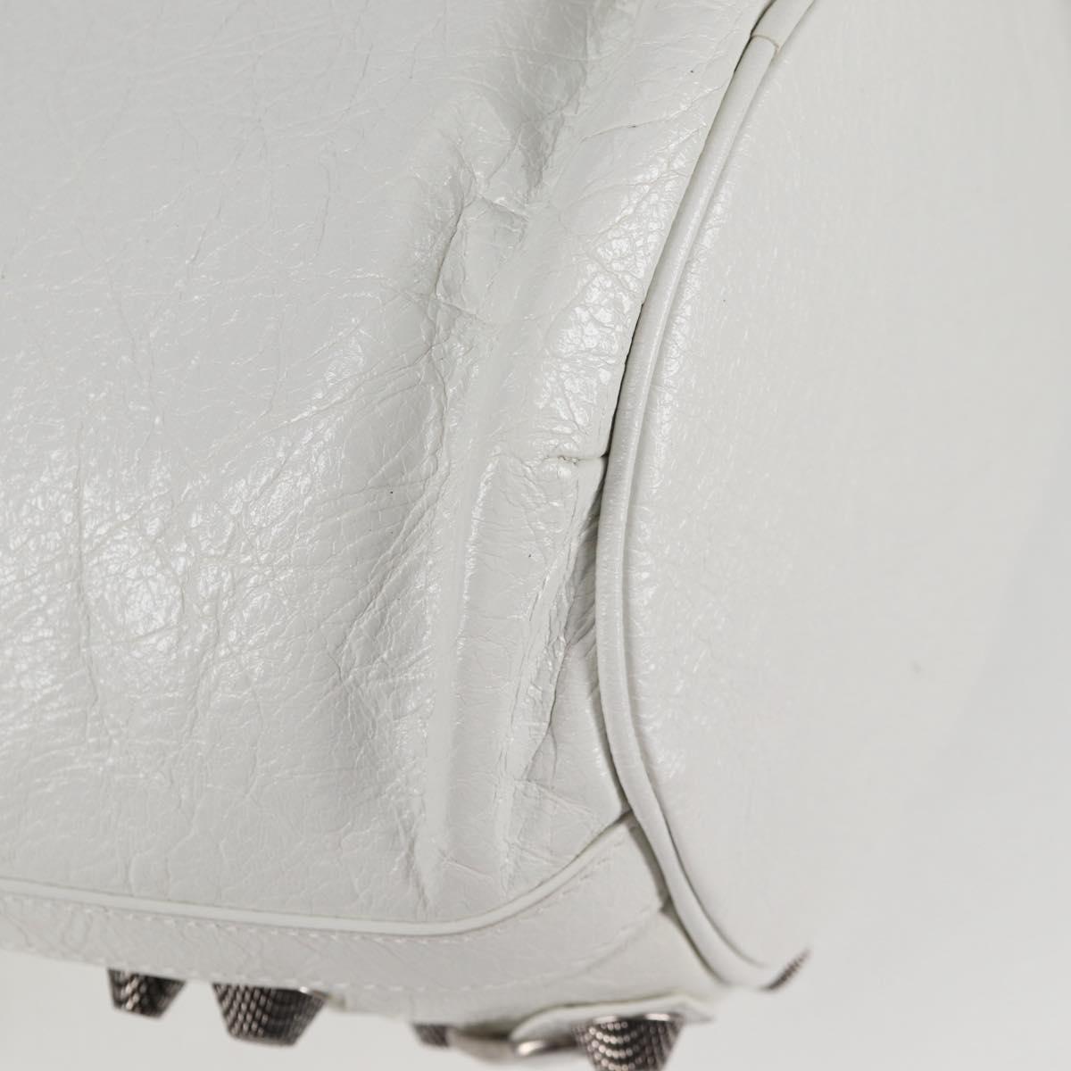 BALENCIAGA Le Cagole XS Hand Bag Leather 2way White Silver 702432 Auth ar13609AM