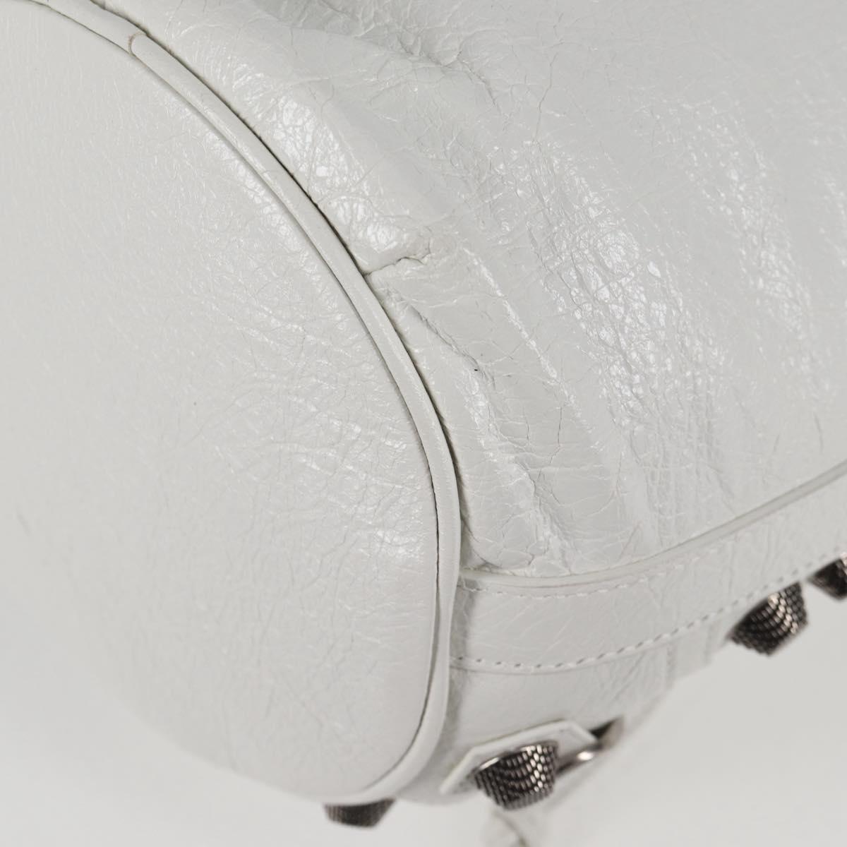 BALENCIAGA Le Cagole XS Hand Bag Leather 2way White Silver 702432 Auth ar13609AM