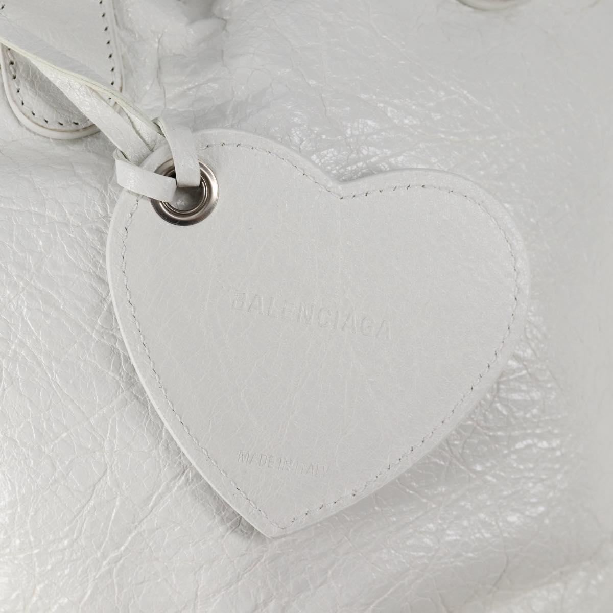 BALENCIAGA Le Cagole XS Hand Bag Leather 2way White Silver 702432 Auth ar13609AM