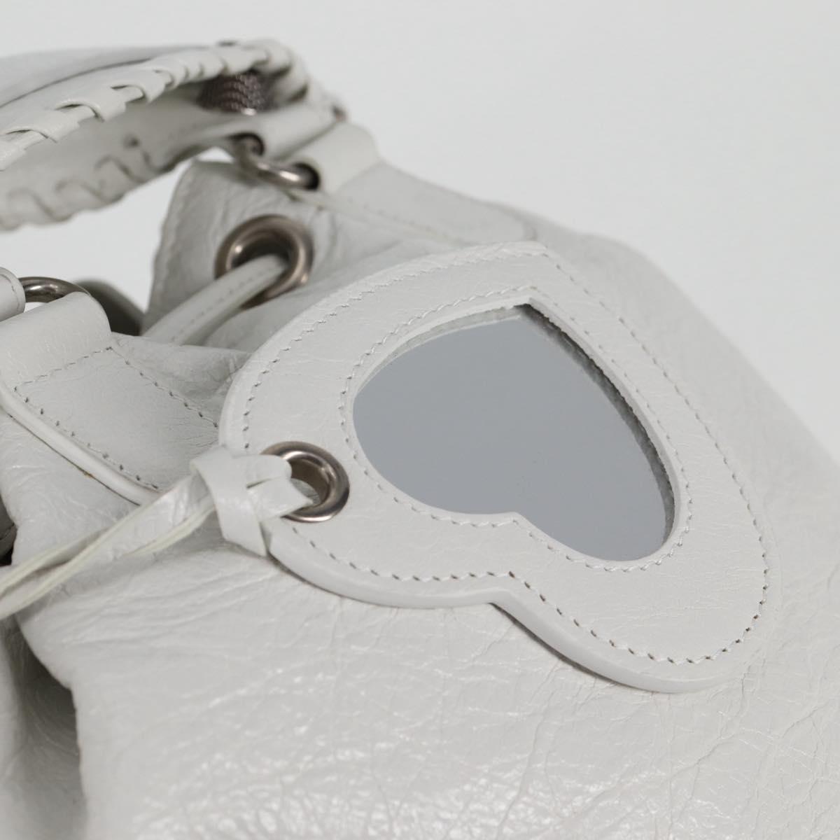 BALENCIAGA Le Cagole XS Hand Bag Leather 2way White Silver 702432 Auth ar13609AM
