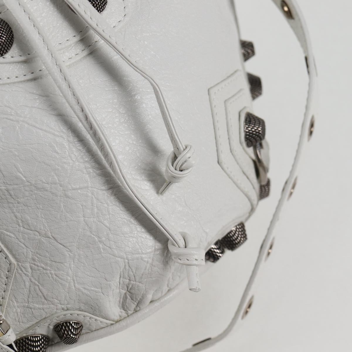 BALENCIAGA Le Cagole XS Hand Bag Leather 2way White Silver 702432 Auth ar13609AM