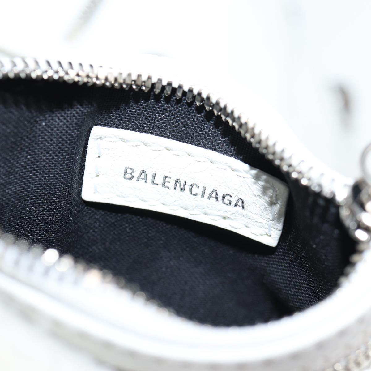 BALENCIAGA Le Cagole XS Hand Bag Leather 2way White Silver 702432 Auth ar13609AM