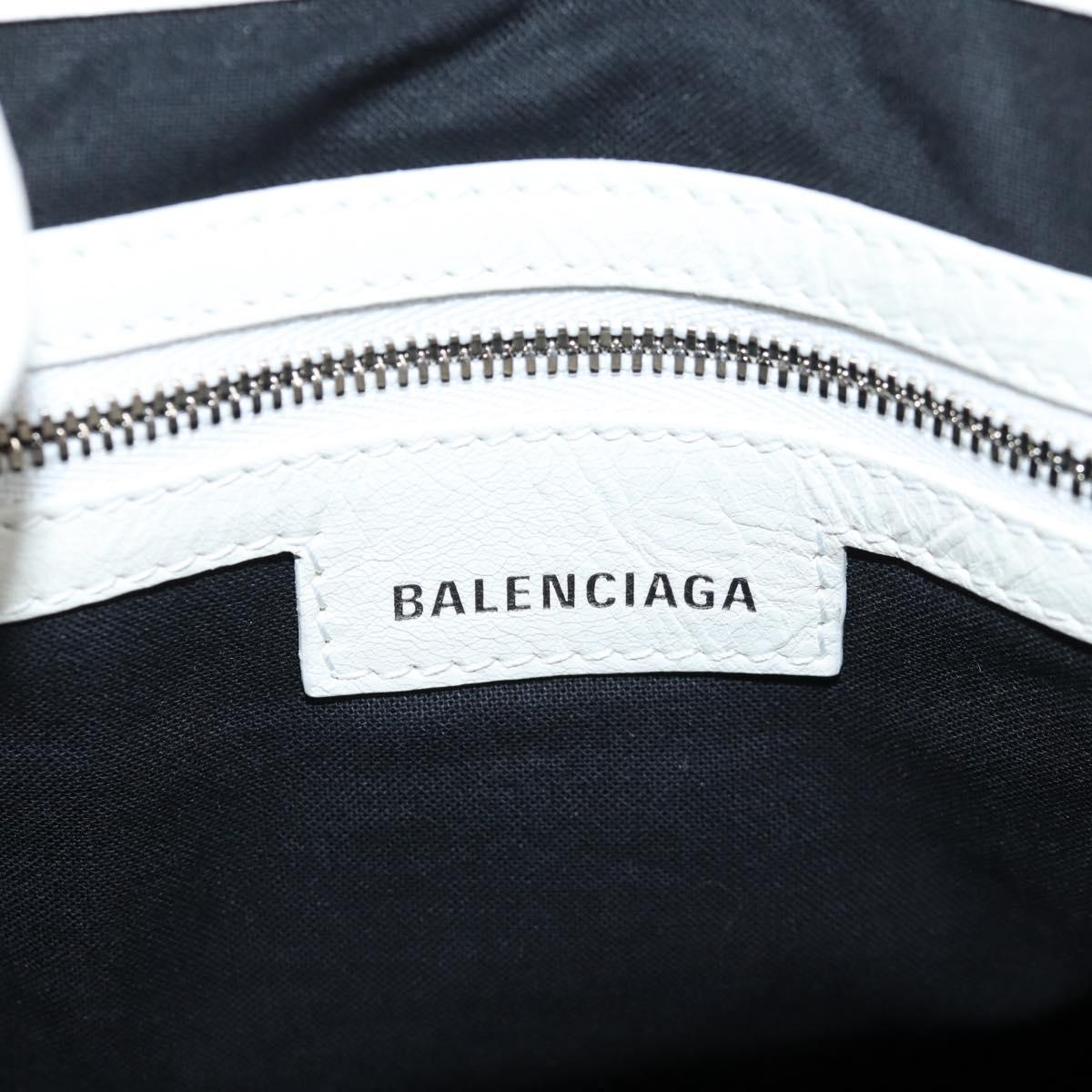 BALENCIAGA Le Cagole XS Hand Bag Leather 2way White Silver 702432 Auth ar13609AM