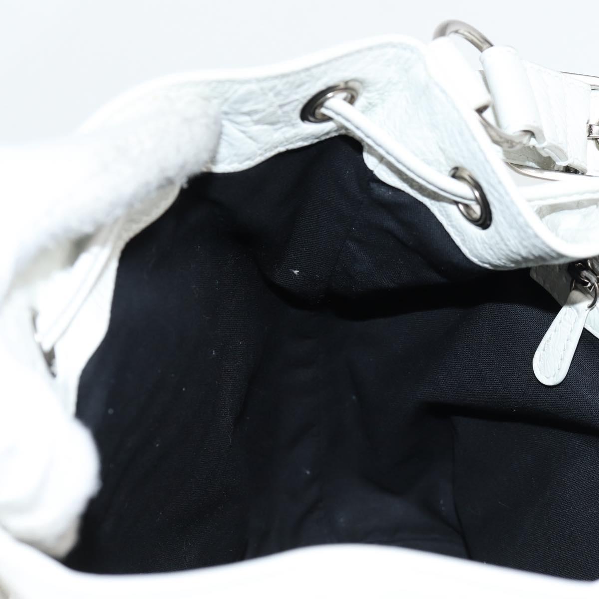 BALENCIAGA Le Cagole XS Hand Bag Leather 2way White Silver 702432 Auth ar13609AM