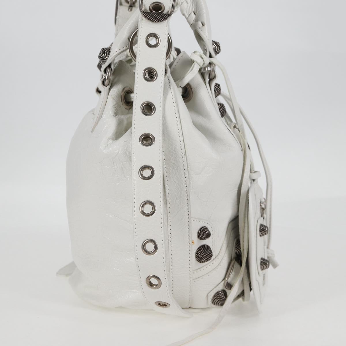 BALENCIAGA Le Cagole XS Hand Bag Leather 2way White Silver 702432 Auth ar13609AM