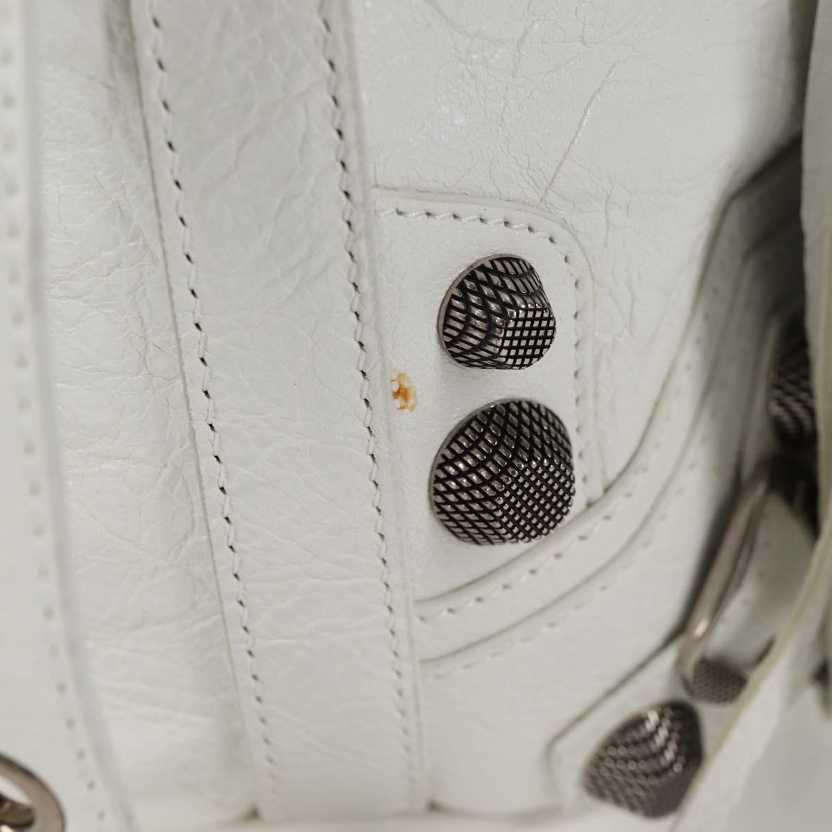 BALENCIAGA Le Cagole XS Hand Bag Leather 2way White Silver 702432 Auth ar13609AM