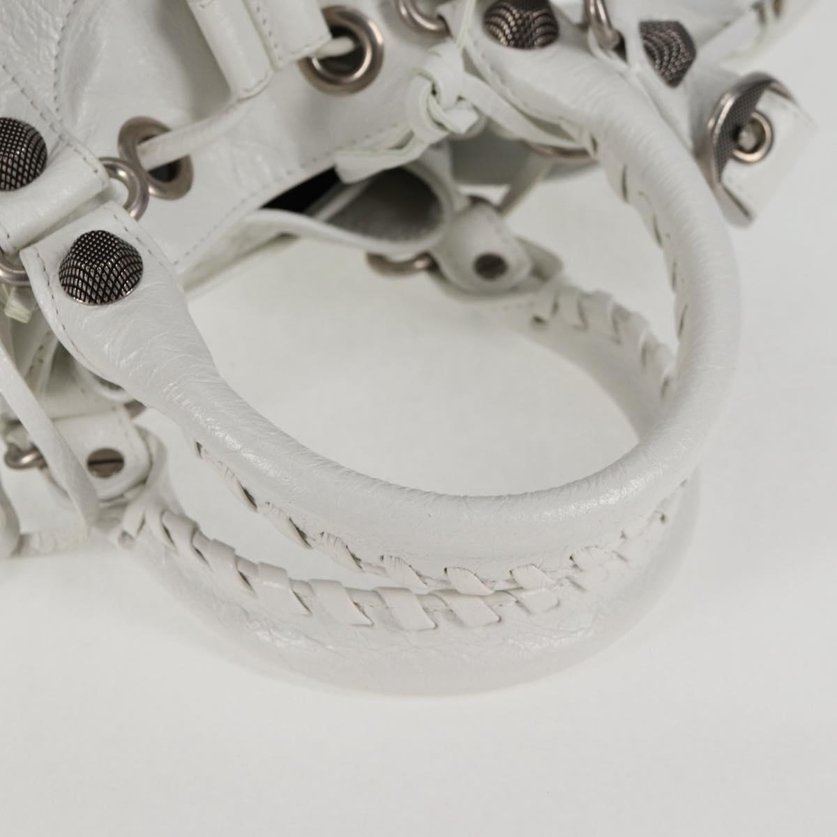 BALENCIAGA Le Cagole XS Hand Bag Leather 2way White Silver 702432 Auth ar13609AM