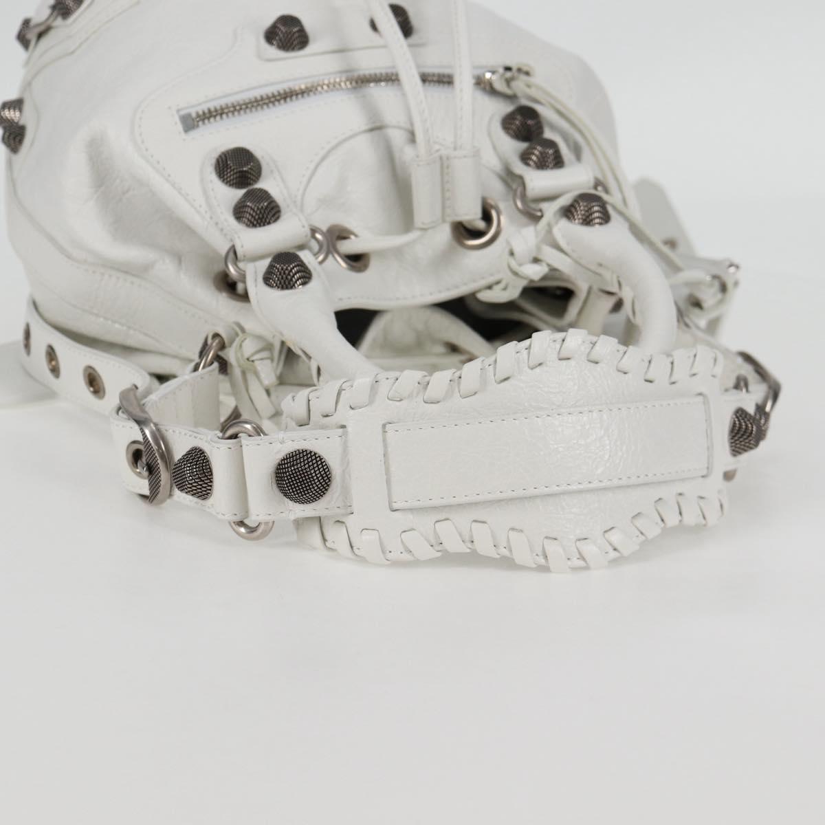 BALENCIAGA Le Cagole XS Hand Bag Leather 2way White Silver 702432 Auth ar13609AM