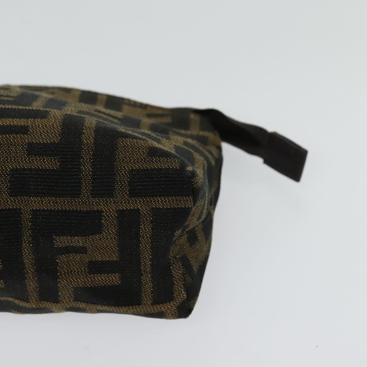 FENDI Zucca Canvas Pouch Black Brown Silver Auth ar13615