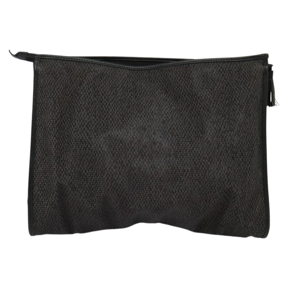 SAINT LAURENT Clutch Bag PVC Canvas Black Auth ar13616