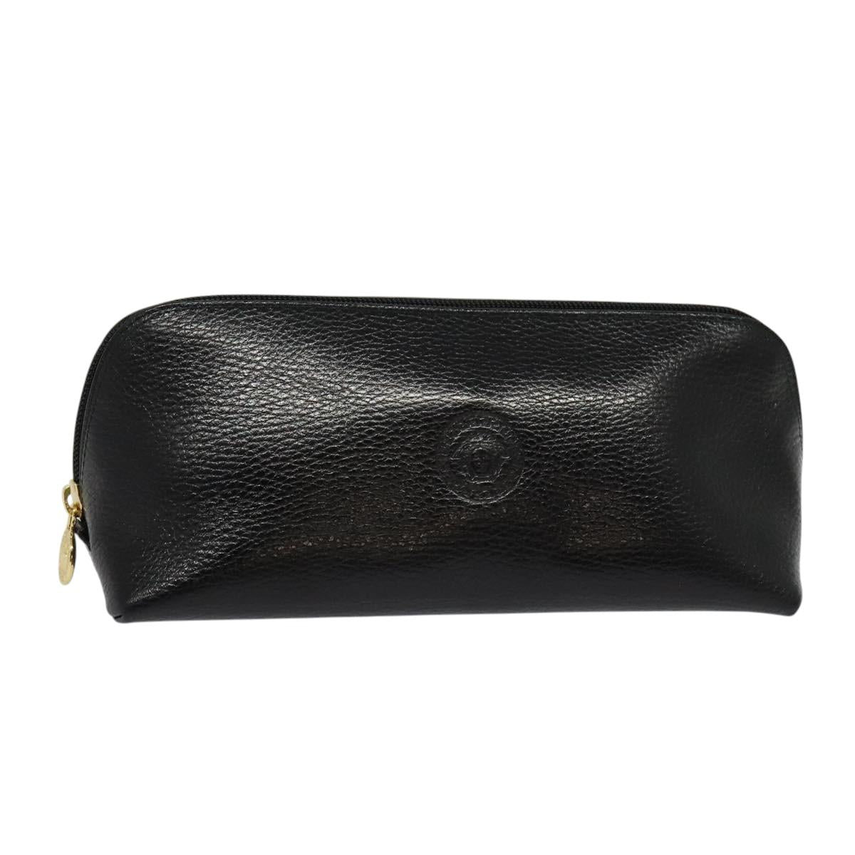 Gianni Versace Clutch Bag Leather Black Gold Auth ar13622