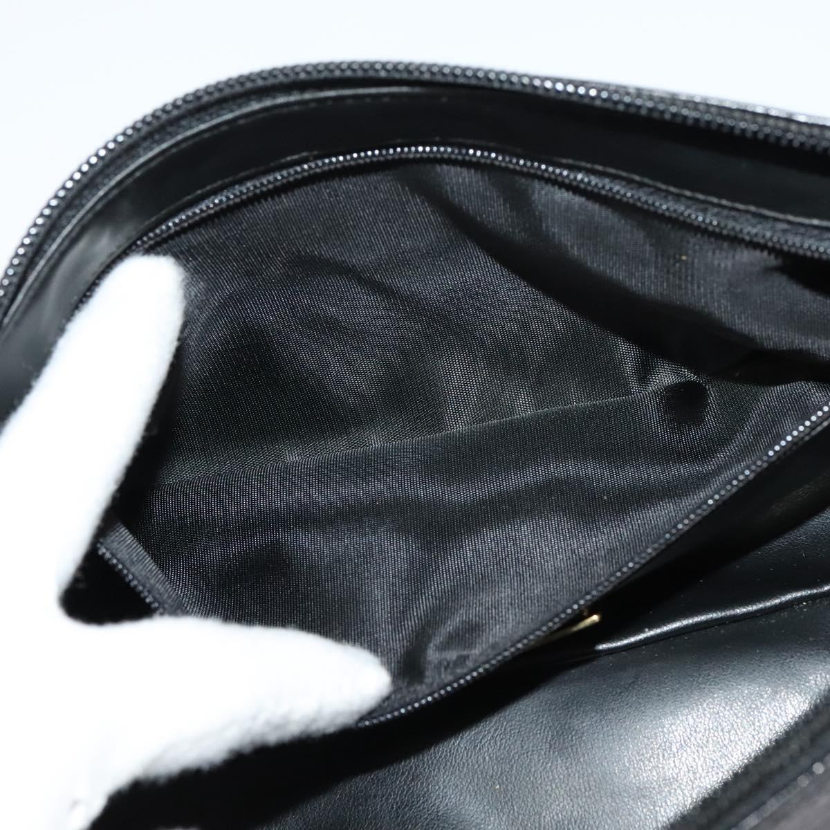 Gianni Versace Clutch Bag Leather Black Gold Auth ar13622