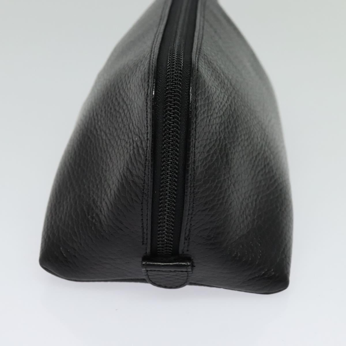 Gianni Versace Clutch Bag Leather Black Gold Auth ar13622