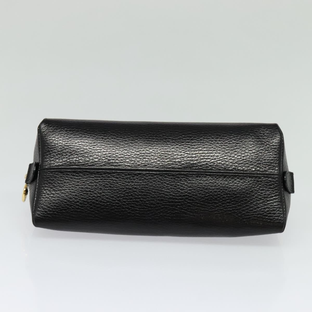 Gianni Versace Clutch Bag Leather Black Gold Auth ar13622