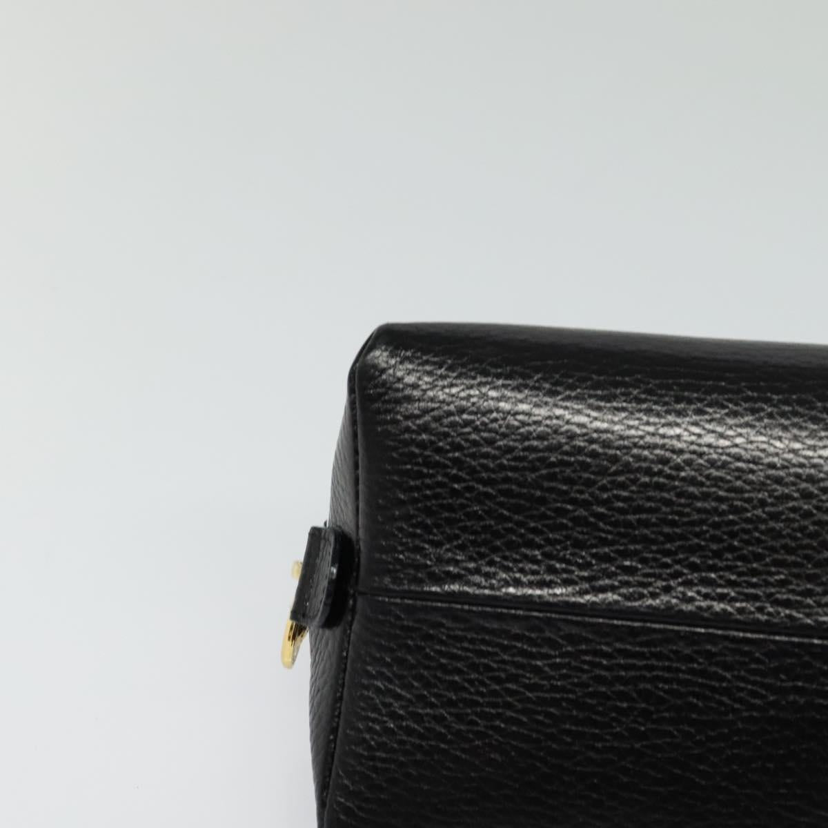 Gianni Versace Clutch Bag Leather Black Gold Auth ar13622