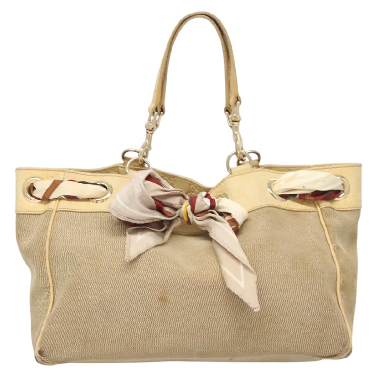 GUCCI GG Canvas Guccissima Bag Leather Canvas Outlet Beige Gold Auth ar13634