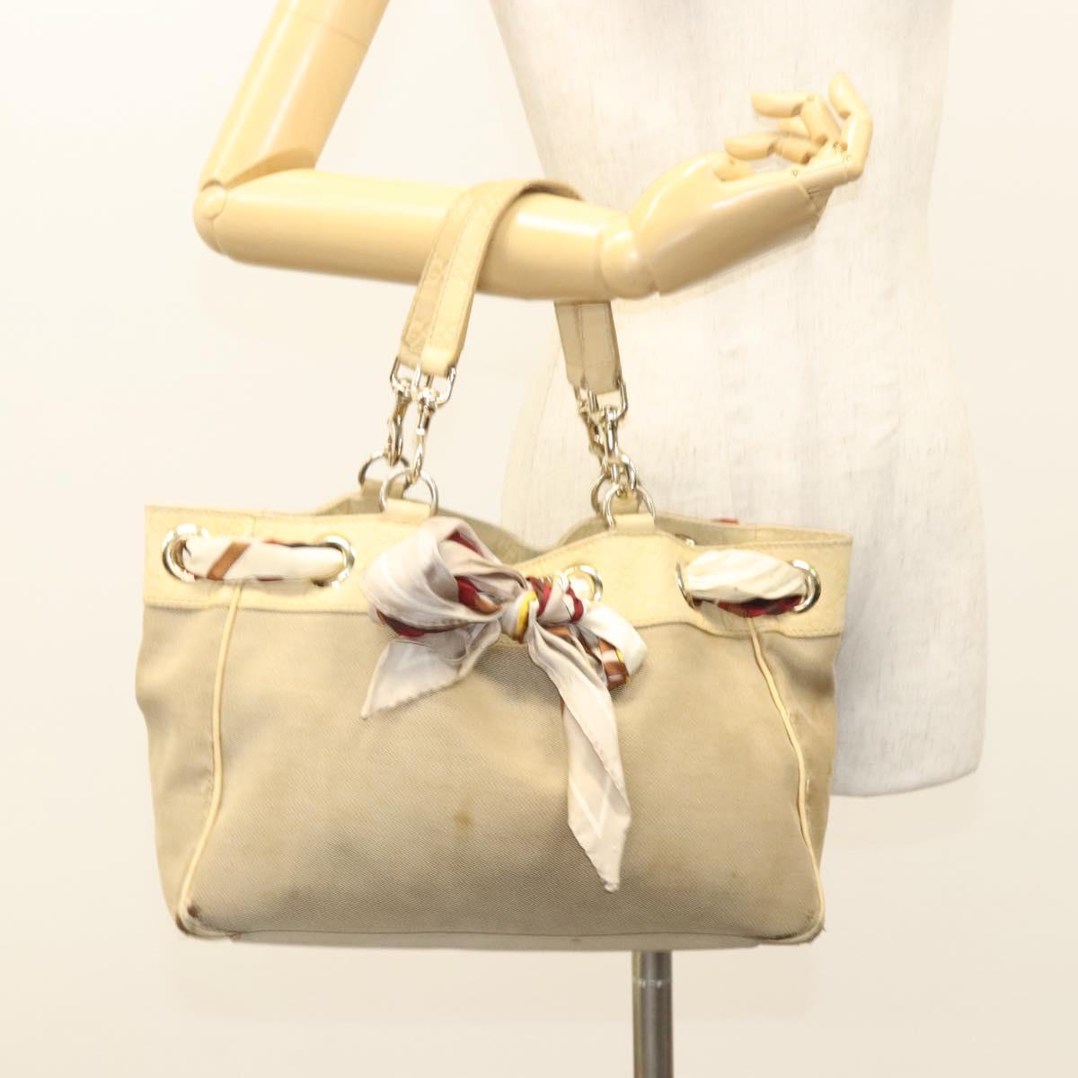 GUCCI GG Canvas Guccissima Bag Leather Canvas Outlet Beige Gold Auth ar13634