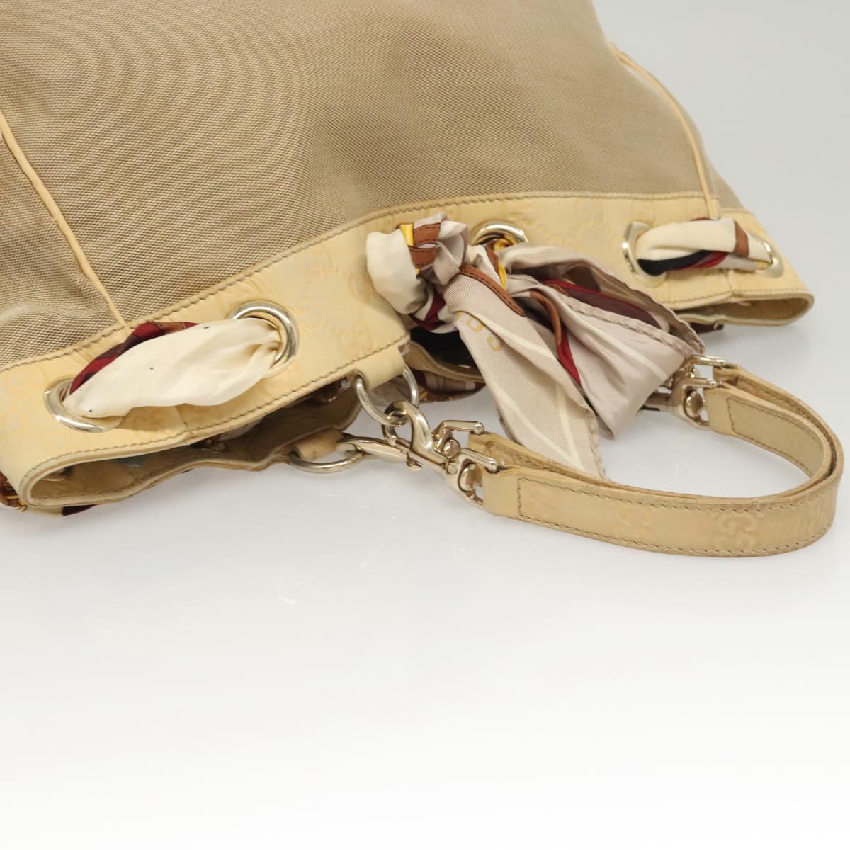 GUCCI GG Canvas Guccissima Bag Leather Canvas Outlet Beige Gold Auth ar13634