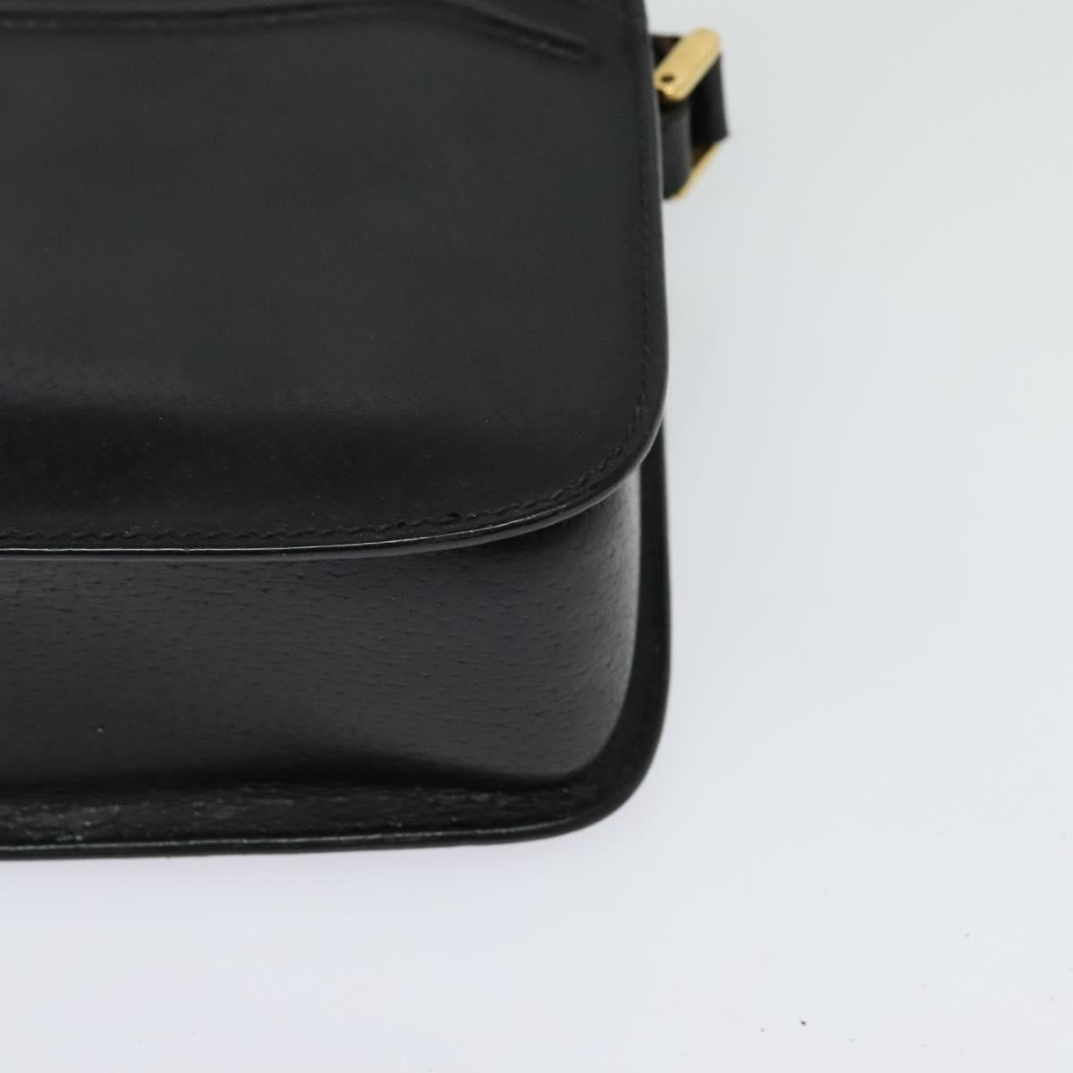 GUCCI Shoulder Bag Leather Black Gold 007 256 0051 Auth ar13650
