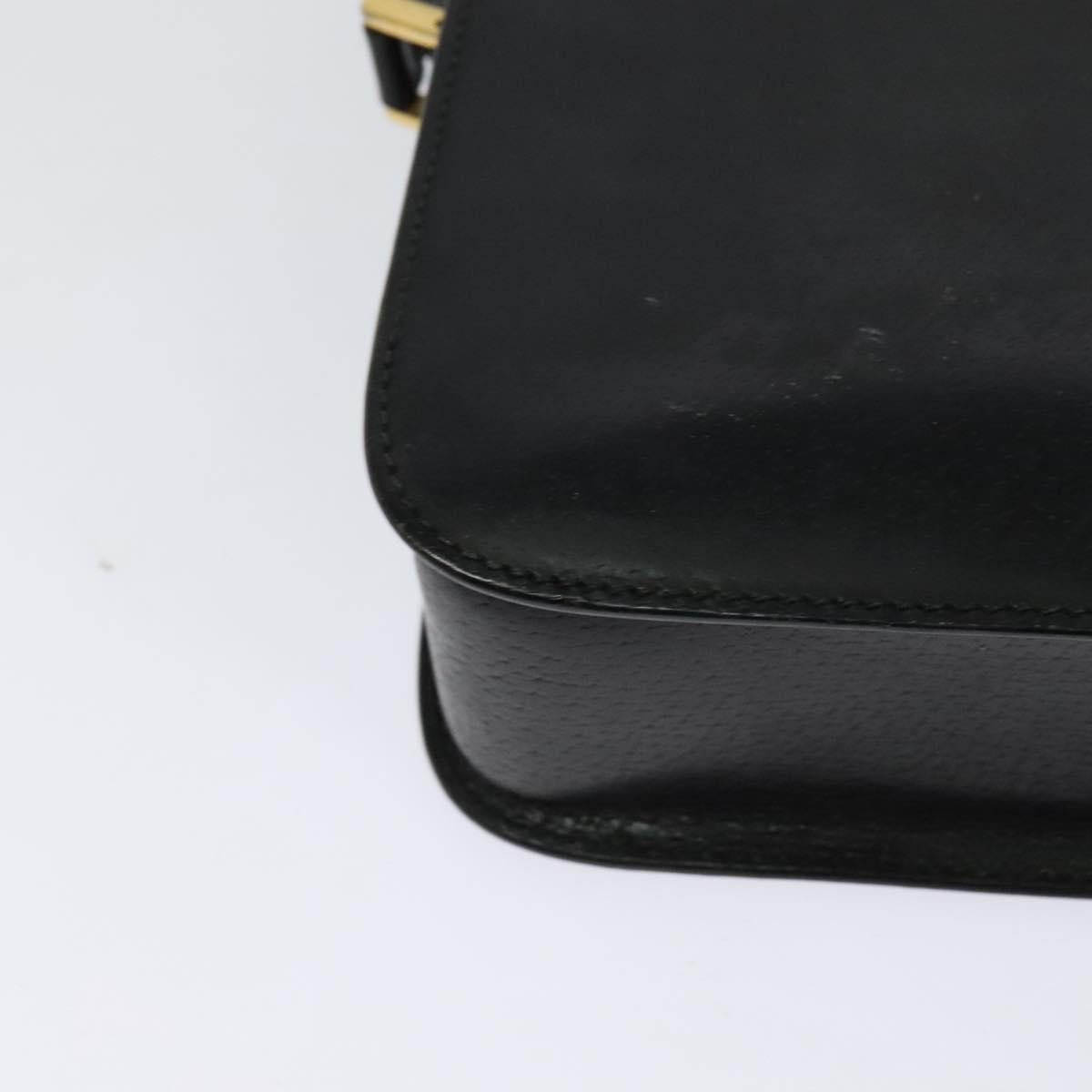 GUCCI Shoulder Bag Leather Black Gold 007 256 0051 Auth ar13650