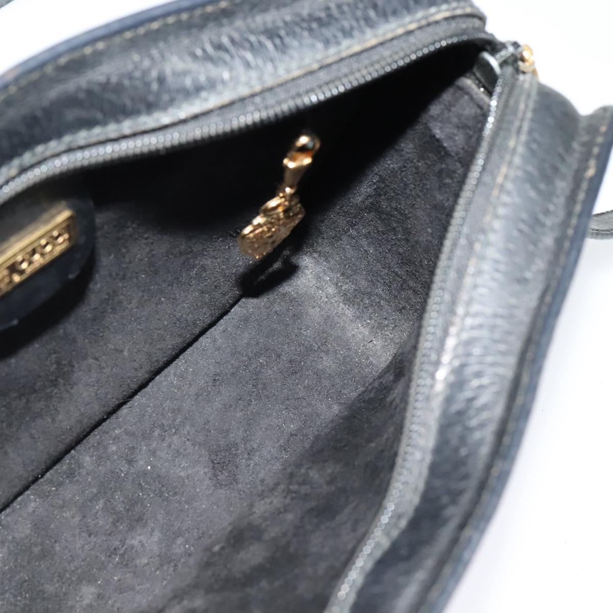 GUCCI Shoulder Bag Leather Black Gold 007 256 0051 Auth ar13650