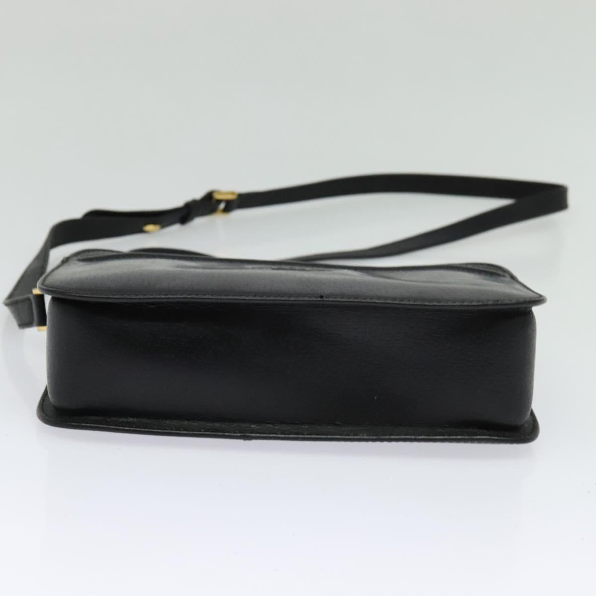 GUCCI Shoulder Bag Leather Black Gold 007 256 0051 Auth ar13650