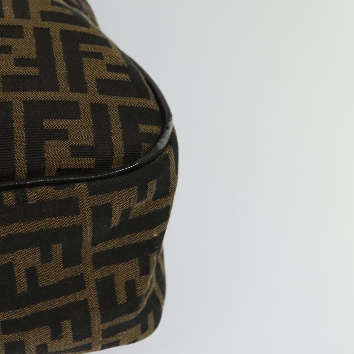 FENDI Zucca Canvas Hand Bag Black Brown Auth ar13658