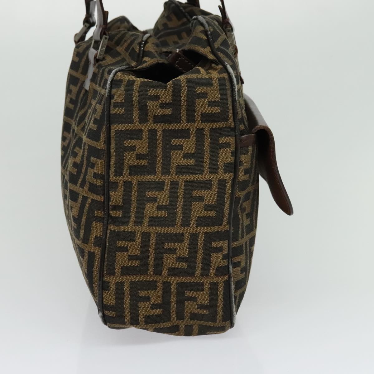 FENDI Zucca Canvas Hand Bag Black Brown Auth ar13658