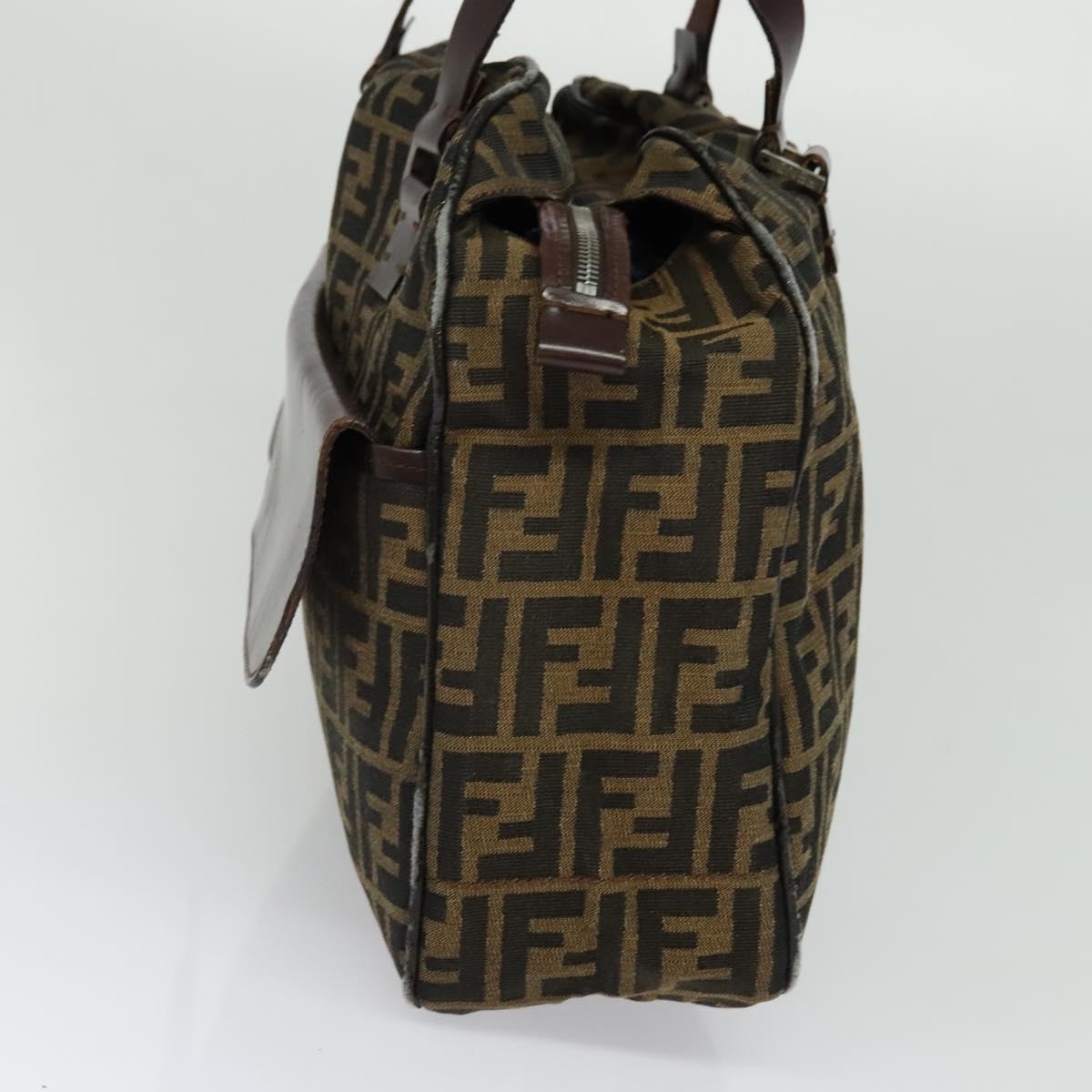 FENDI Zucca Canvas Hand Bag Black Brown Auth ar13658