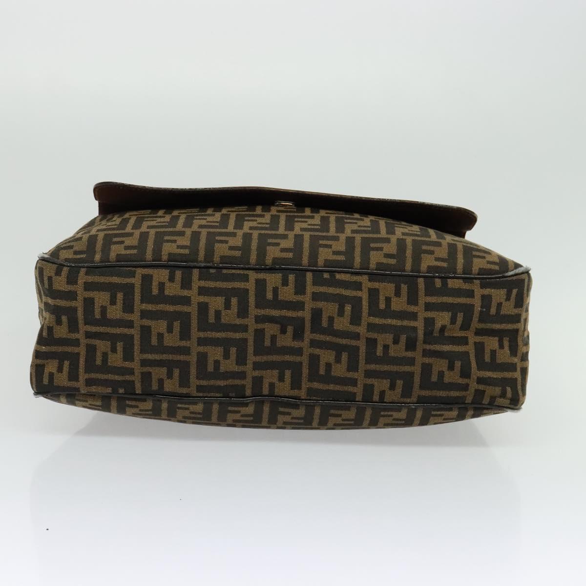 FENDI Zucca Canvas Hand Bag Black Brown Auth ar13658