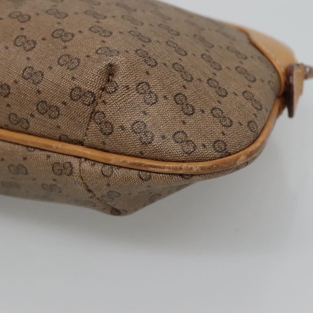 GUCCI Micro GG Supreme Pouch PVC Leather Beige Gold 039 119 0818 Auth ar13674