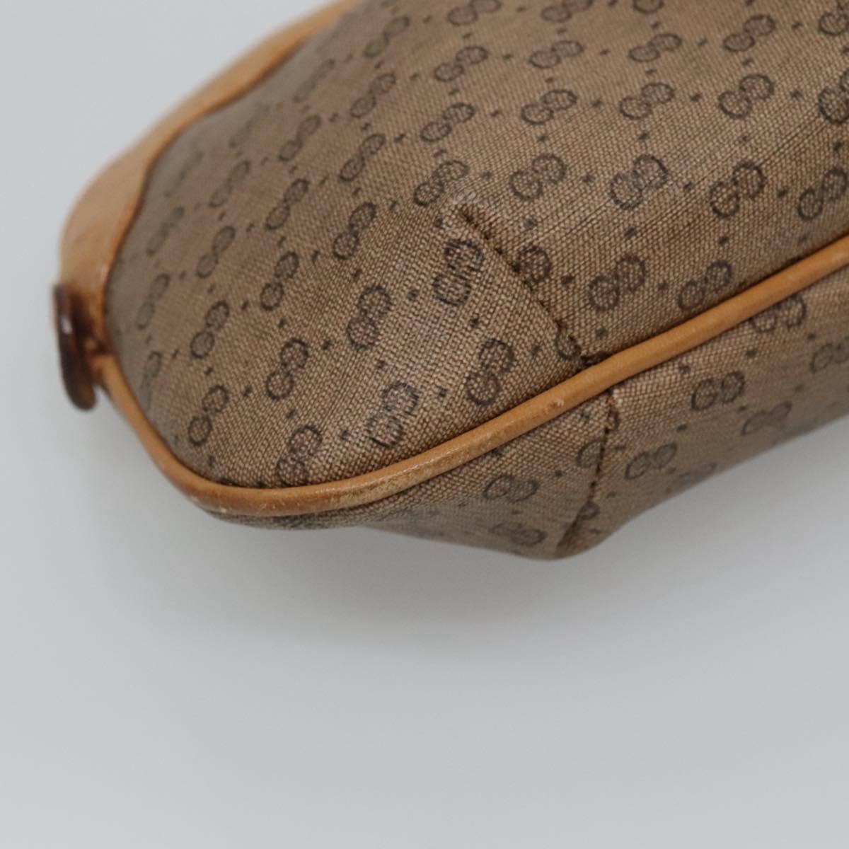GUCCI Micro GG Supreme Pouch PVC Leather Beige Gold 039 119 0818 Auth ar13674