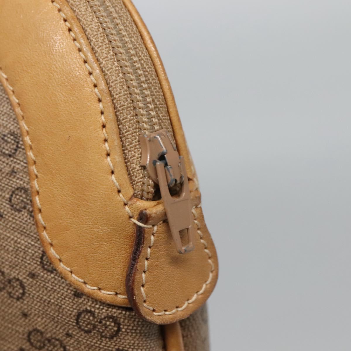 GUCCI Micro GG Supreme Pouch PVC Leather Beige Gold 039 119 0818 Auth ar13674