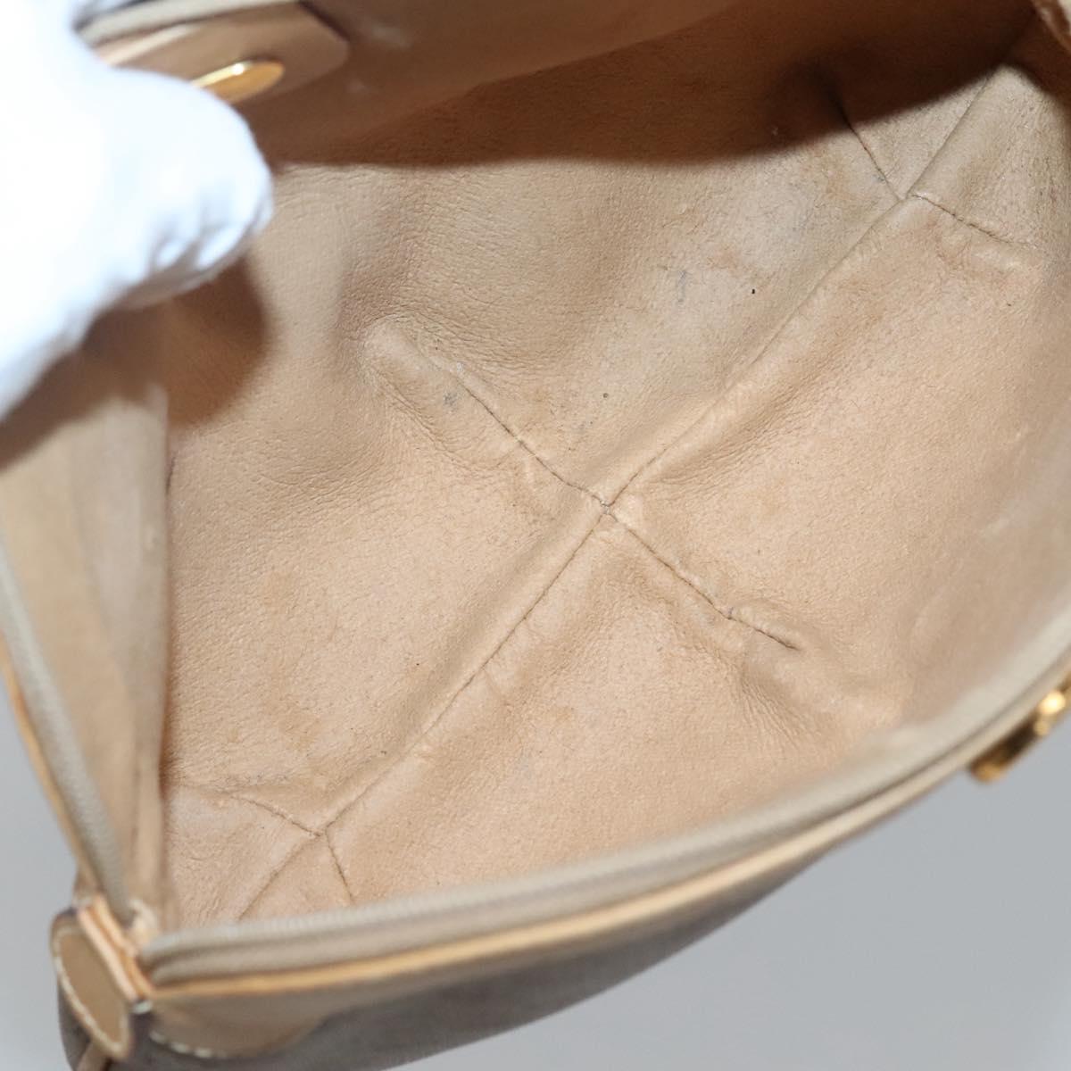 GUCCI Micro GG Supreme Pouch PVC Leather Beige Gold 039 119 0818 Auth ar13674