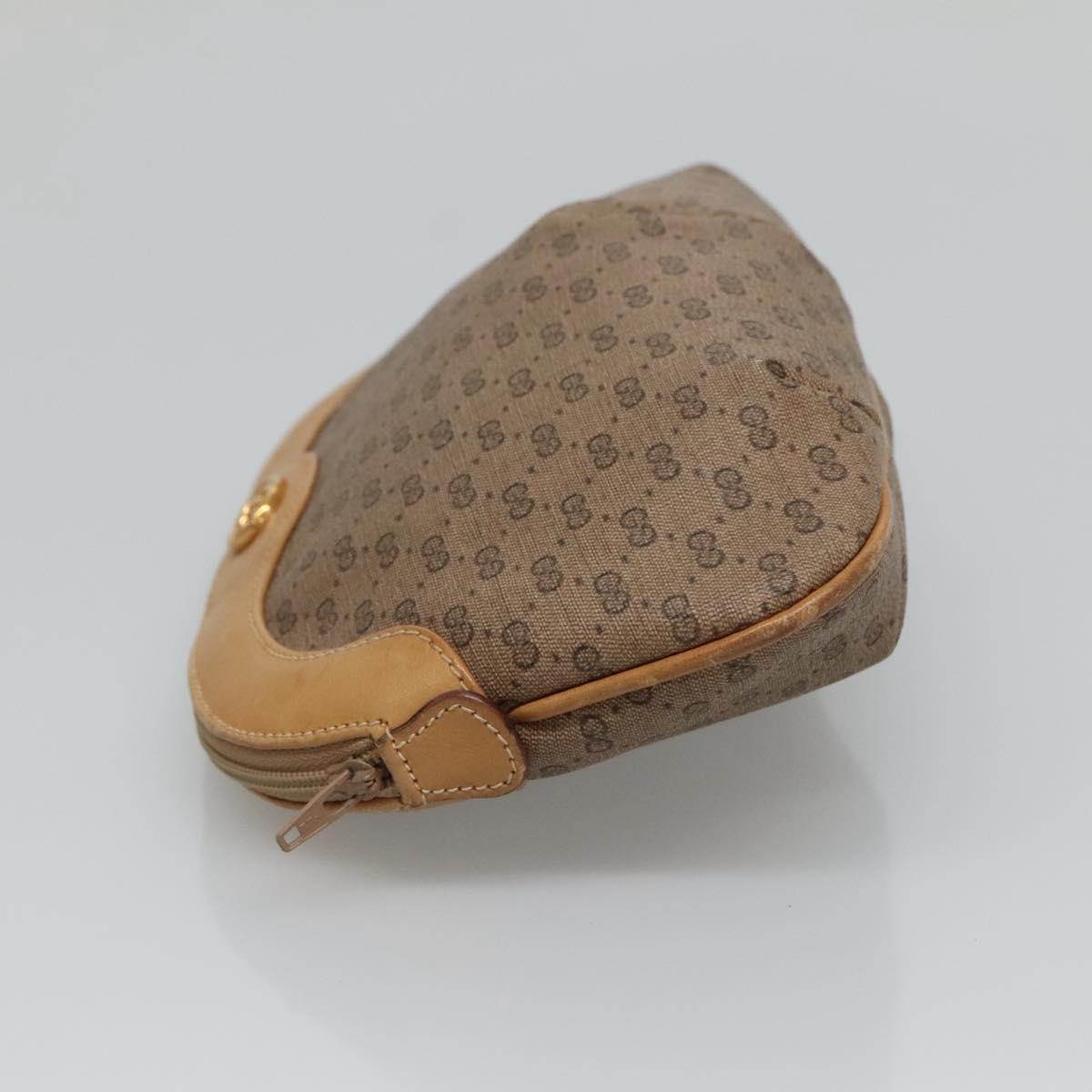 GUCCI Micro GG Supreme Pouch PVC Leather Beige Gold 039 119 0818 Auth ar13674