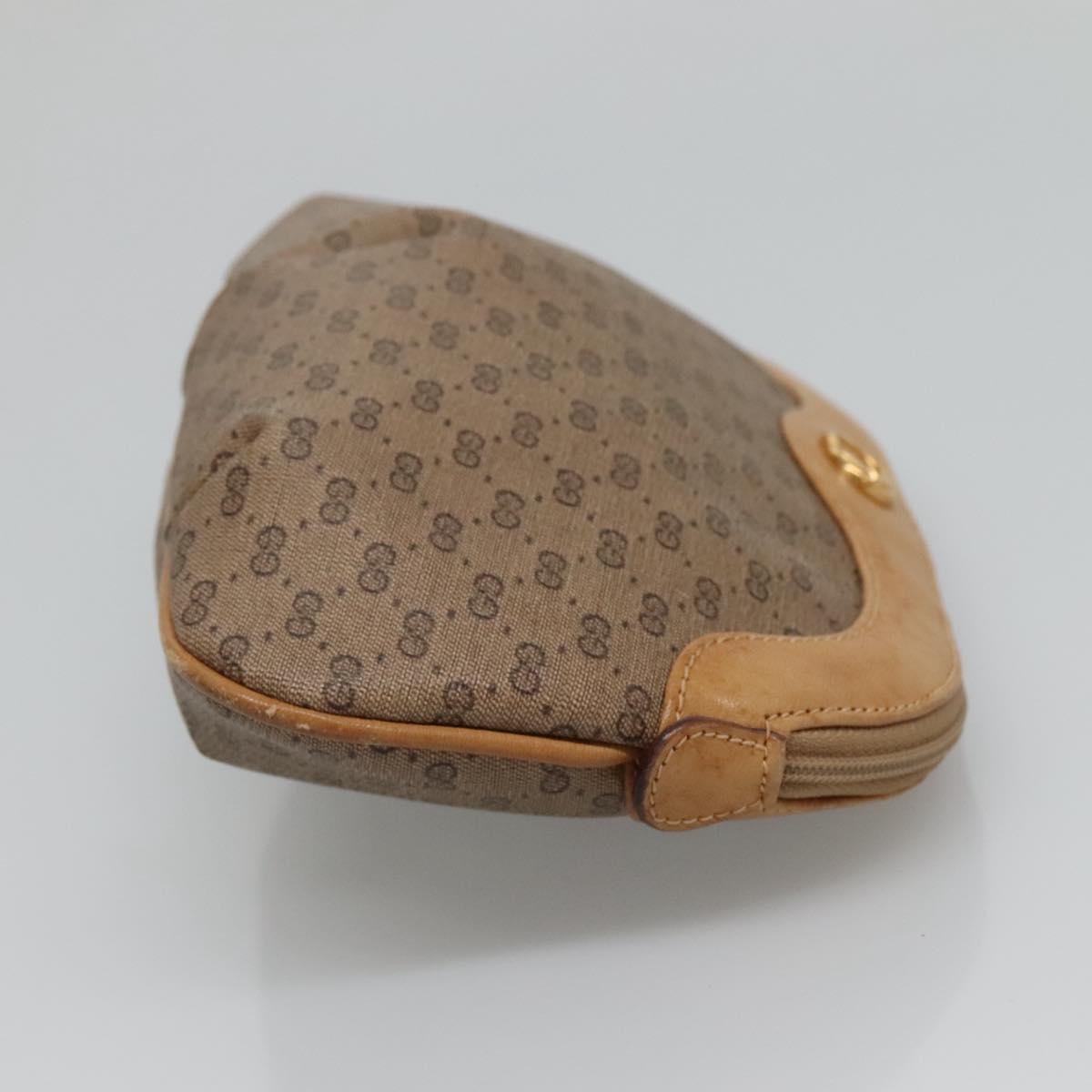 GUCCI Micro GG Supreme Pouch PVC Leather Beige Gold 039 119 0818 Auth ar13674