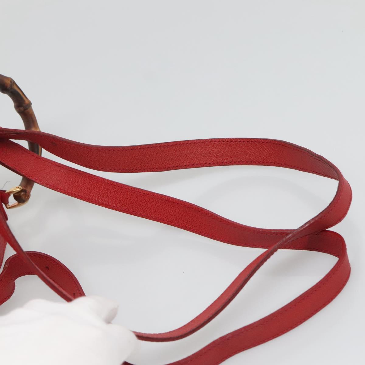 GUCCI Bamboo Backpack Suede Leather Red Gold 003 58 0030 Auth ar13675