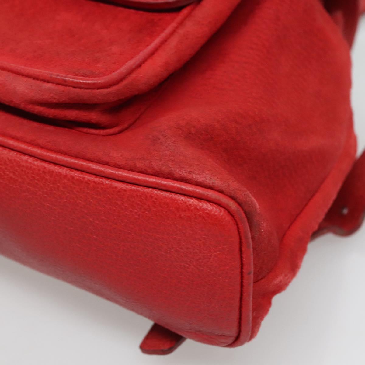 GUCCI Bamboo Backpack Suede Leather Red Gold 003 58 0030 Auth ar13675