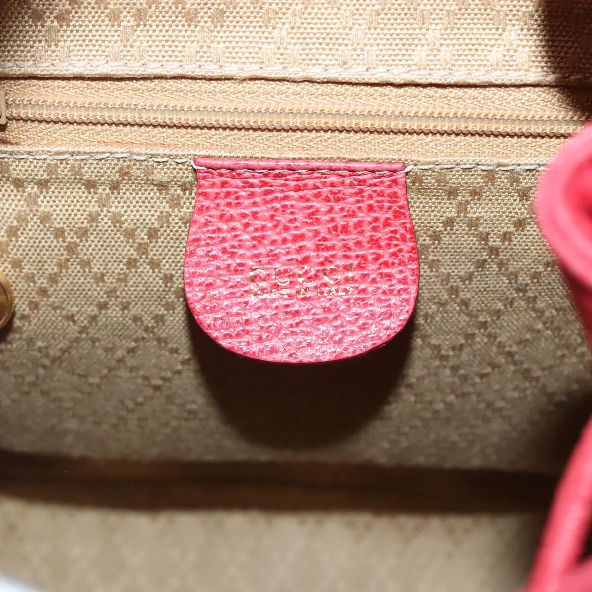 GUCCI Bamboo Backpack Suede Leather Red Gold 003 58 0030 Auth ar13675