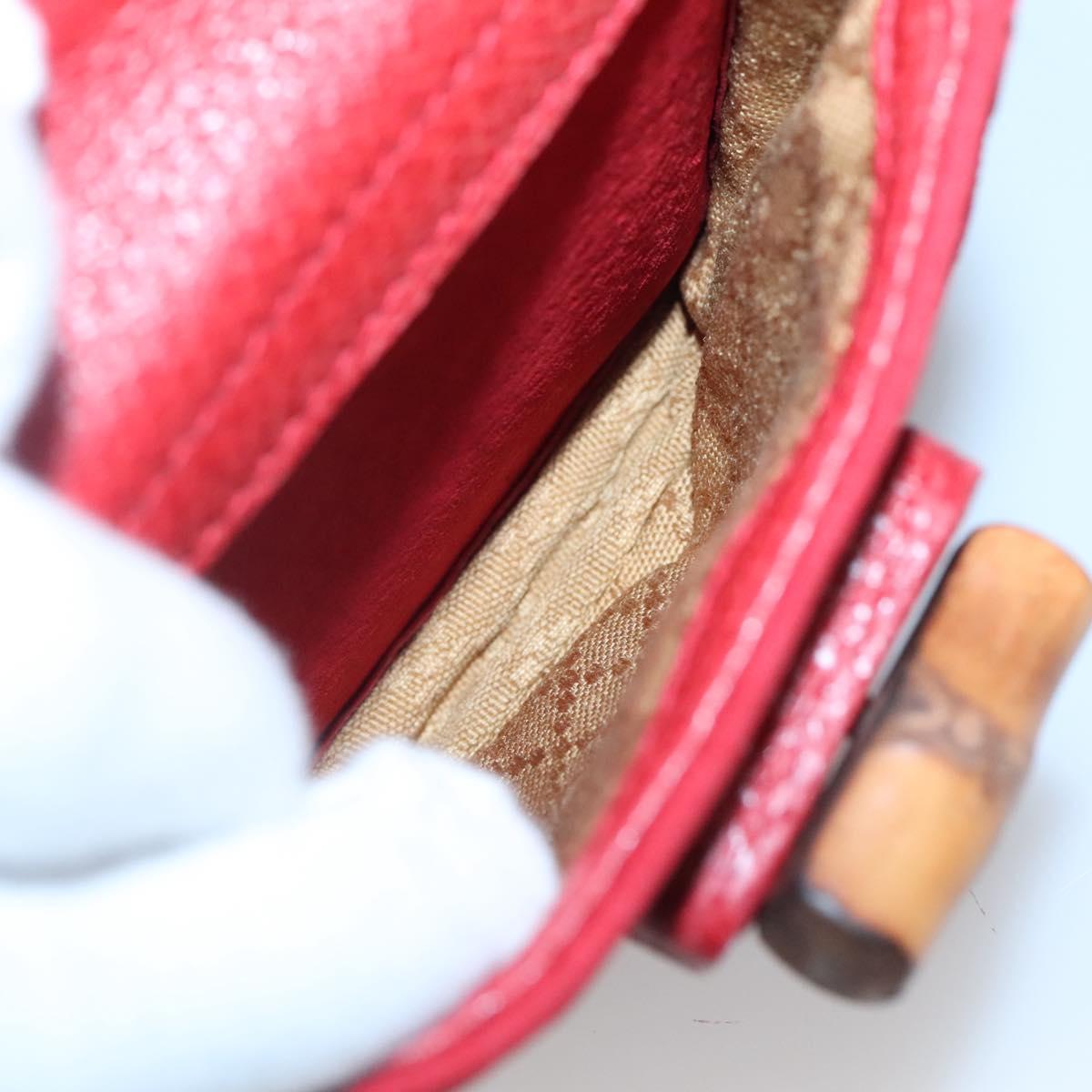 GUCCI Bamboo Backpack Suede Leather Red Gold 003 58 0030 Auth ar13675