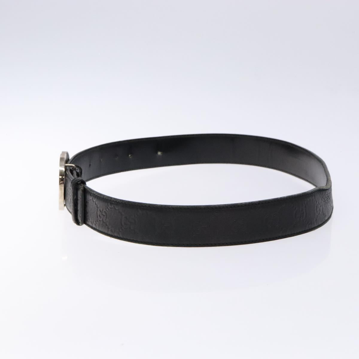 GUCCI GG Canvas Guccissima Belt Leather 39.4"" Black 114984 Auth ar13683