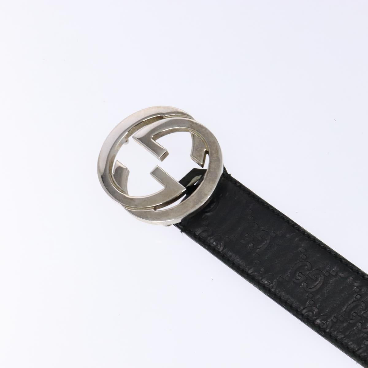 GUCCI GG Canvas Guccissima Belt Leather 39.4"" Black 114984 Auth ar13683