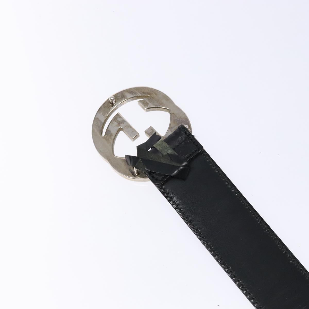 GUCCI GG Canvas Guccissima Belt Leather 39.4"" Black 114984 Auth ar13683