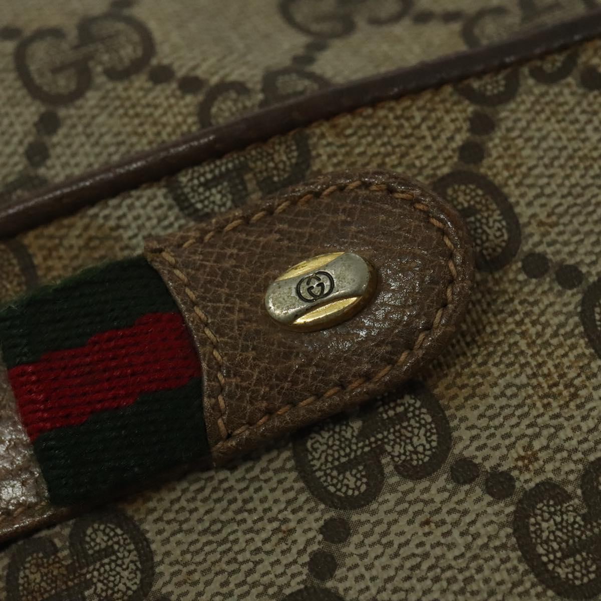 GUCCI GG Supreme Web Sherry Line Bag PVC Beige Gold 904 02 049 Auth ar13697