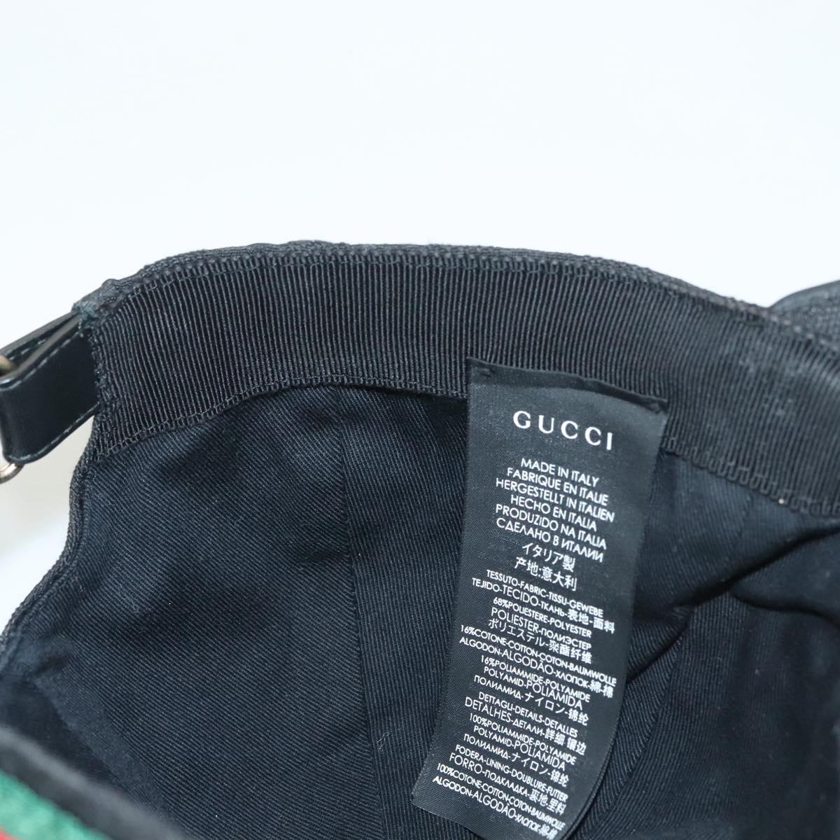 GUCCI GG Canvas Web Sherry Line Cap L Black Red Green 200035 Auth ar13699