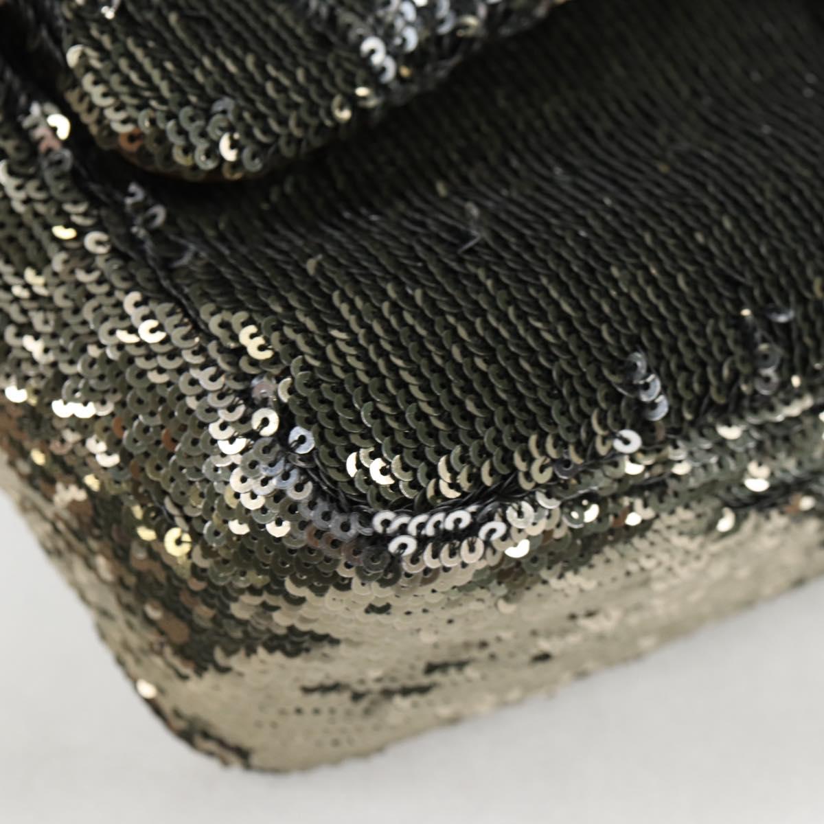 CHANEL 2017 Cruise Coco Cuba Chain Shoulder Bag Sequin Green CC Auth ar13715SM