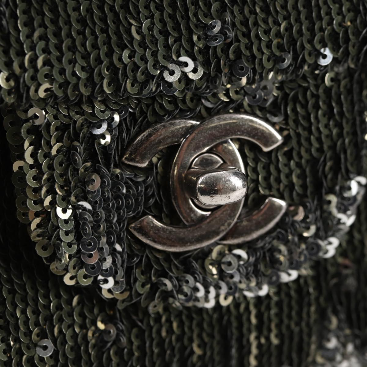 CHANEL 2017 Cruise Coco Cuba Chain Shoulder Bag Sequin Green CC Auth ar13715SM