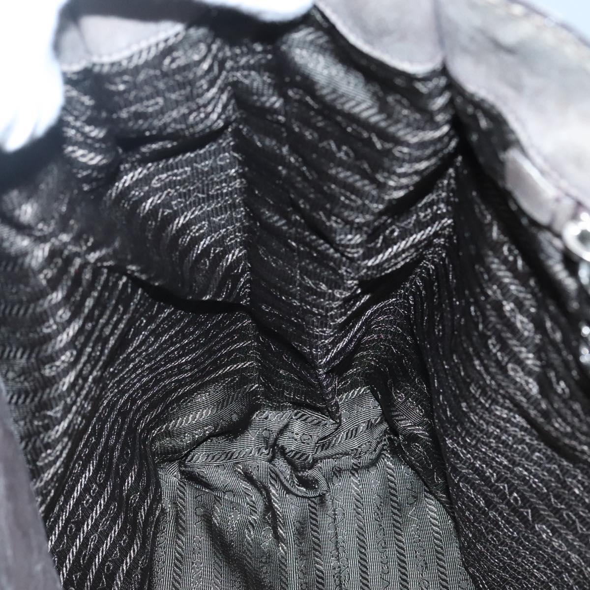 PRADA Hand Bag Leather 2way Gray Silver Auth ar13717