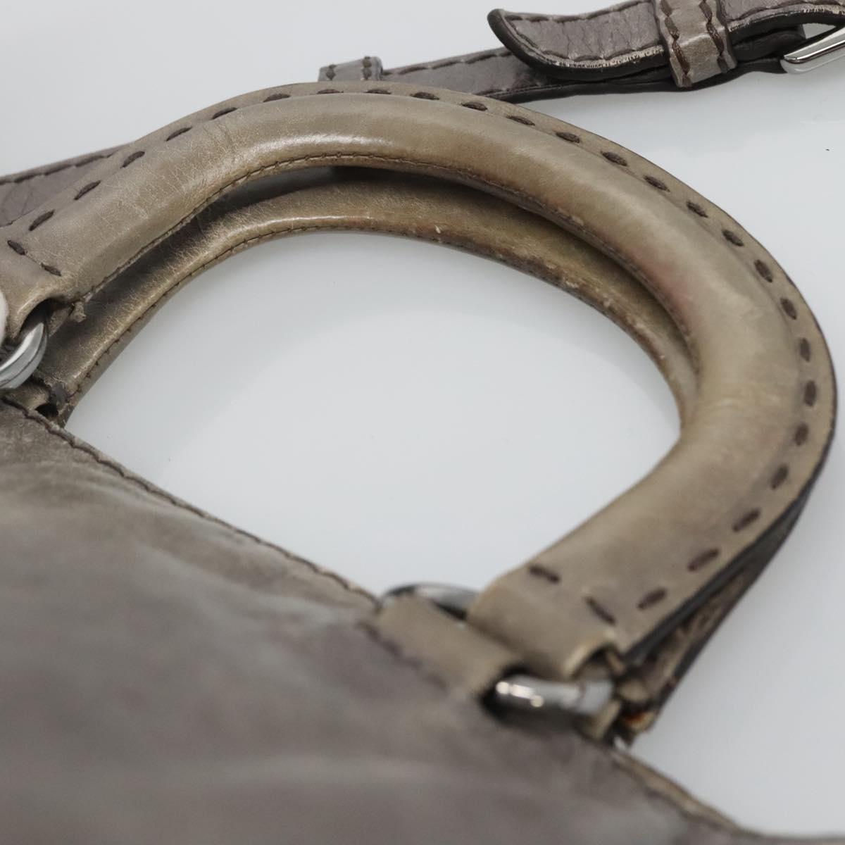 PRADA Hand Bag Leather 2way Gray Silver Auth ar13717